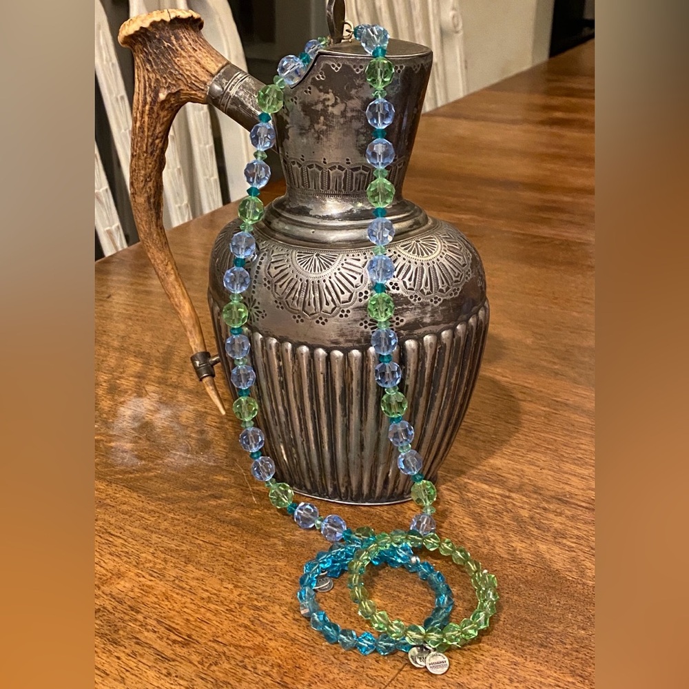 Crystal Bead Necklace with Alex & Ani bracelets